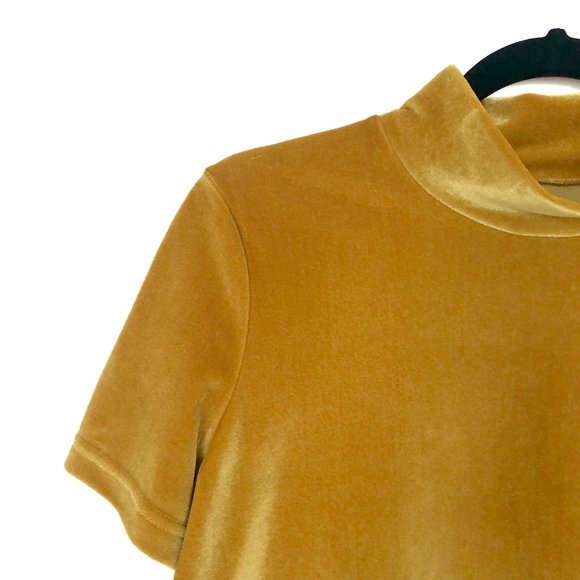 Madewell Velvet Mock Neck Tee Savannah Moss Top S - Picture 3 of 5